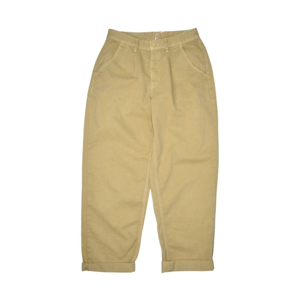 Free People Pants Womens 4 Khaki Baggy Relaxed Fit Pleated Cotton Chino Trousers
